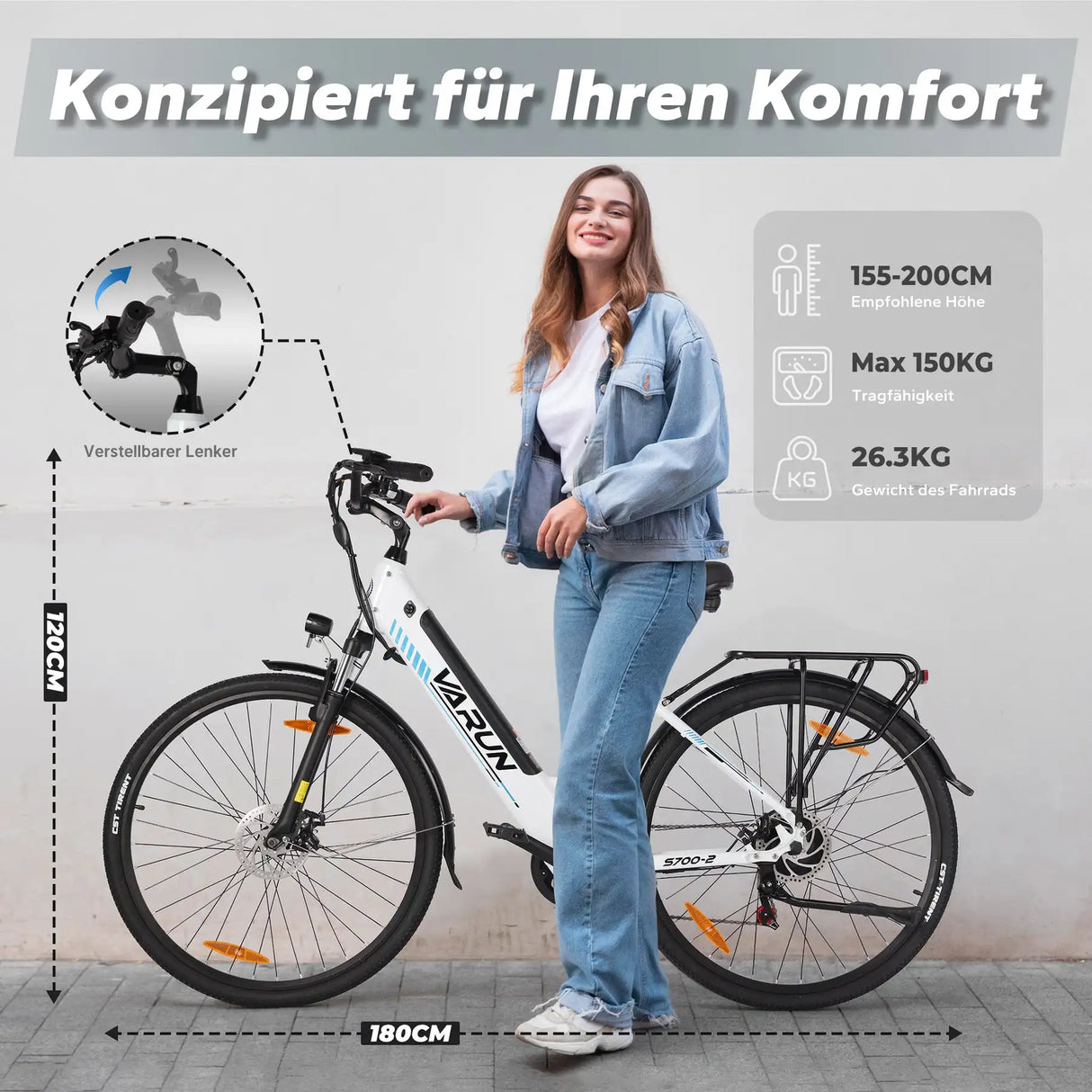 VARUN S700-2 Electric Bike for Adults - 500W Electric Bicycle Up to 40 Miles, 48V Removable Battery, 7-Speed, and Shock Absorber