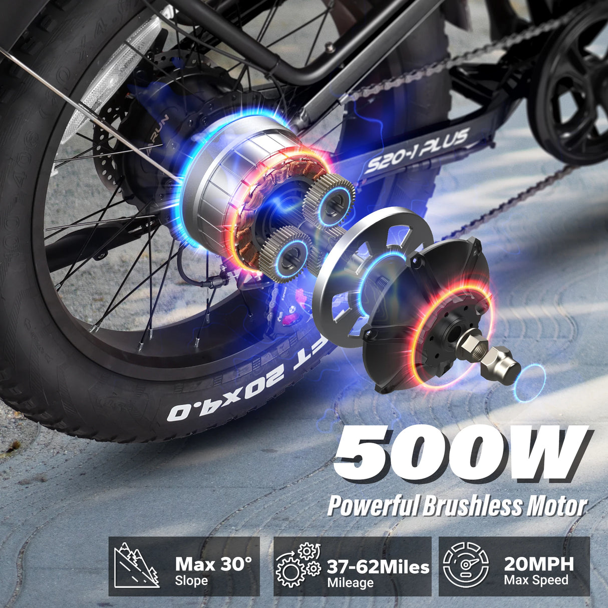 DOTMALL S20-1Plus 20 Inch Klapprad Electric 48V/13Ah Battery 7-Speed 7 Gang E-Bike Mountainbike