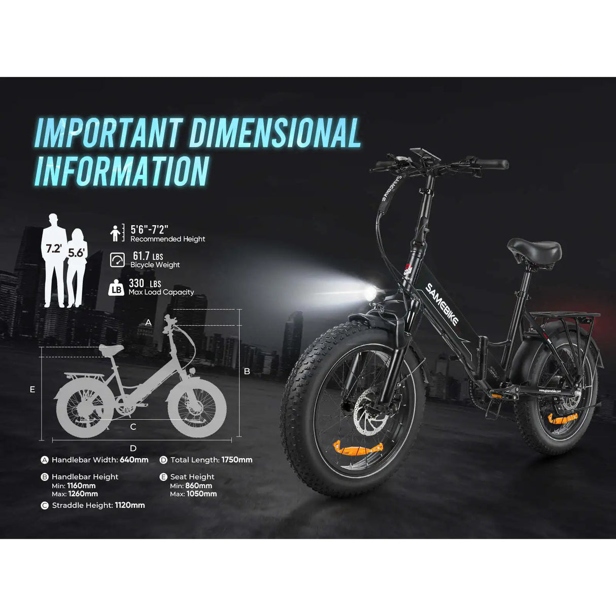 LOTDM200-II 750W Step-through Folding Bike