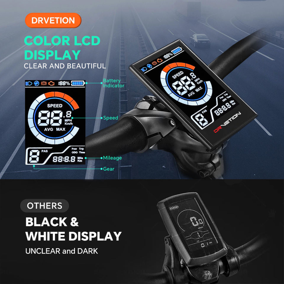 DrVetion At20 Black-Gray Electric Fat Bike 48V 750W up to 45km/h with 10AH/15AH/20AH Motor Options