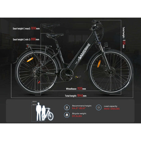 RS-A01 Pro-T Urban Electric Bicycle 500W Rear Hub Motor 60V Integrated Battery Smart Electronic City Bike 40+40KM Range