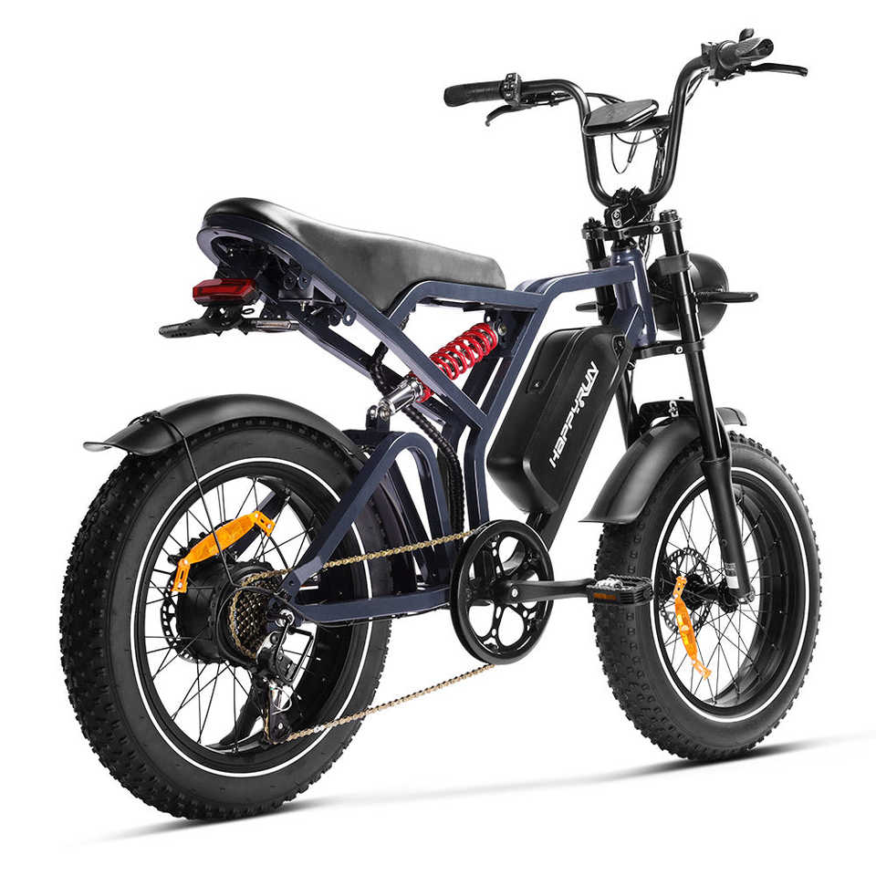 Happyrun G60 Tank 1500W Electric Bike with Integrated 250W Motor Fat Tire All Terrain 60KM Range Electric Cycle Motorcycle