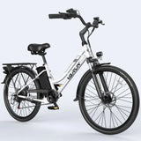 VARUN C26 White Commuter Electric Bike 250w Rear Hub Motor Integrated Lithium Battery Smart Electronic 50km Range Per 60km Max
