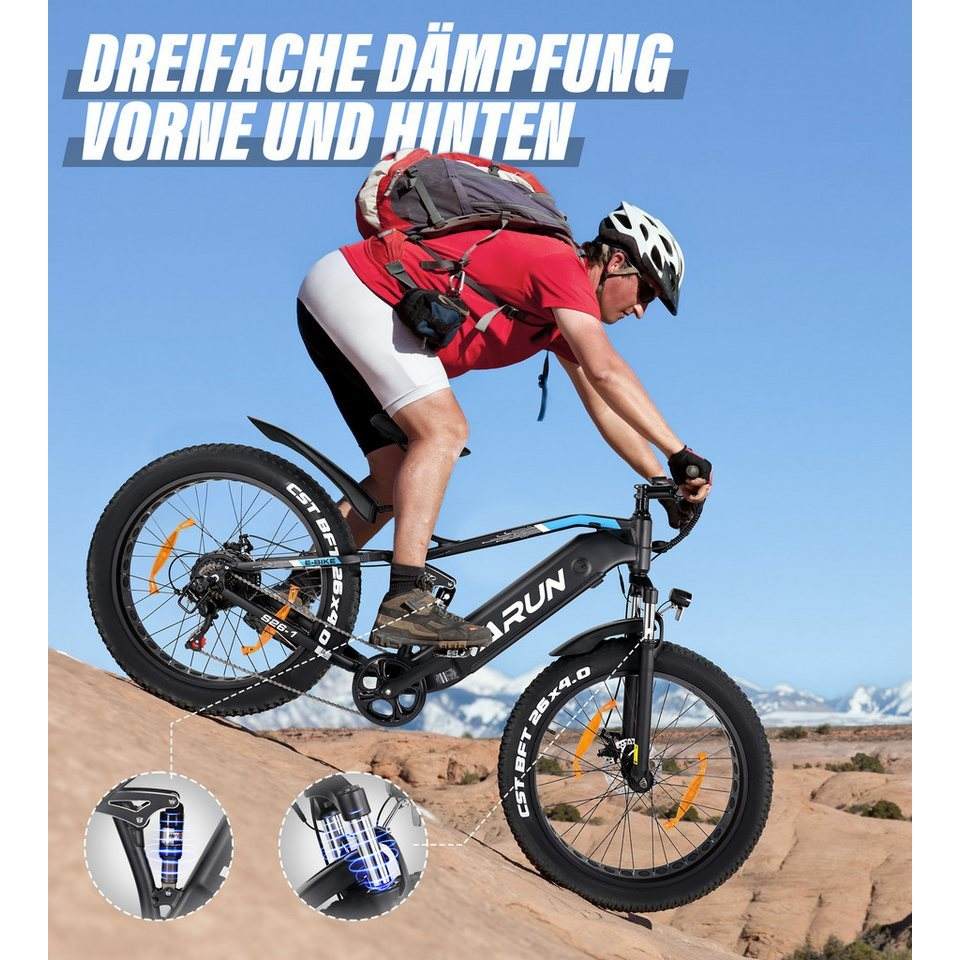 DOTMALL VARUN S26-1 Adult Electric Mountain Bike 250W Motor 48V 16Ah Battery 7-Gang for MTB Adventures