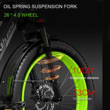 LANKELEIS XC4000 Electric Mountain Bike Fat Bike with 48V Lithium Battery Aluminum Alloy Frame and Rear Hub Motor