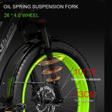 LANKELEIS XC4000 Electric Mountain Bike Fat Bike with 48V Lithium Battery Aluminum Alloy Frame Rear Hub Motor