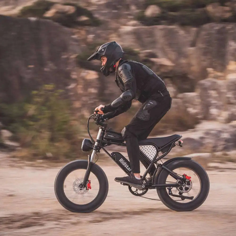 RIDSTAR Q20 20" Fat Tires Electric Mountain Bike 500W Motor 48V 15Ah Battery Max Speed 48km/h