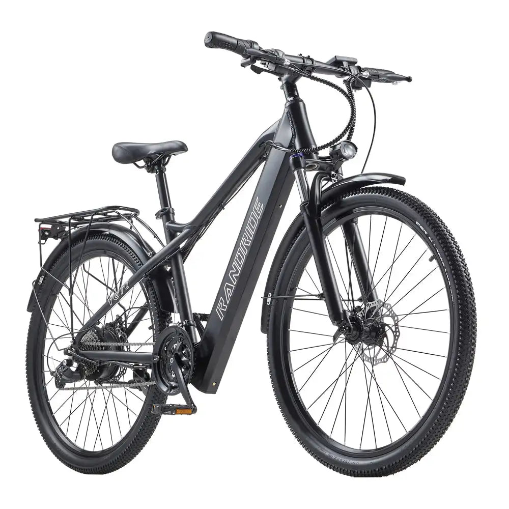 RANDRIDE YG70 Electric City Bike 27.5inch 48V 14Ah Front Suspension Rear Rack Central Motor 50km Range 15ah Battery Capacity