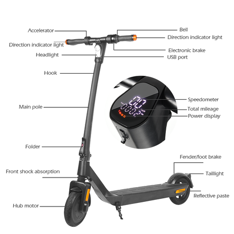 Mankeel MK090 Steed Two-Wheel Electric Scooter 1000W Motor Power 8.5 Inch Tire Front Brake 3-Speed Adjustable 60km Range 120kg