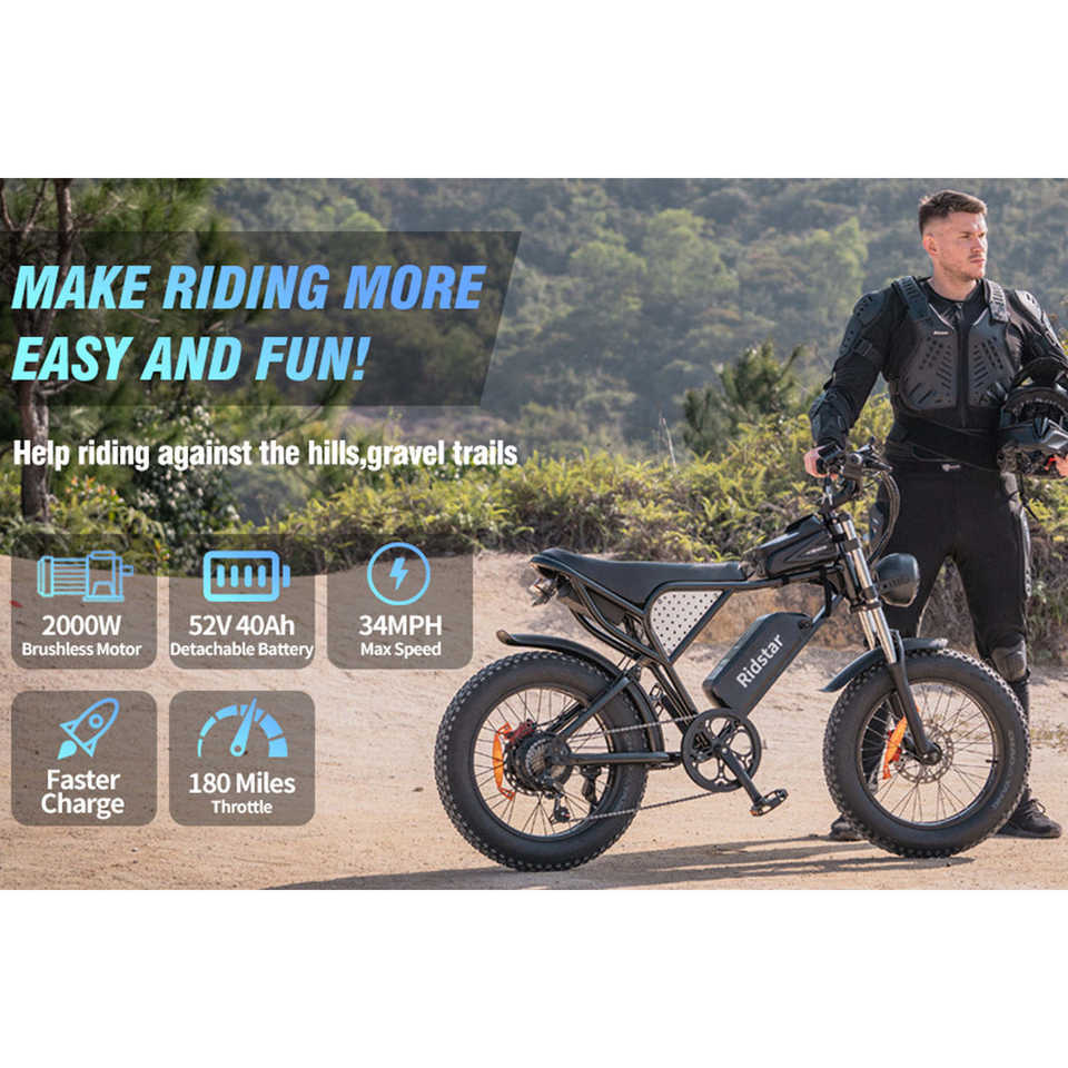 Q20 Pro Off-Road Dual Battery Dual Motor 2000W E-Motorcycle with 34MPH Max Speed and Lithium Battery