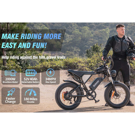 Q20 Pro Off-Road Dual Battery Dual Motor 2000W E-Motorcycle with 34MPH Max Speed and Lithium Battery