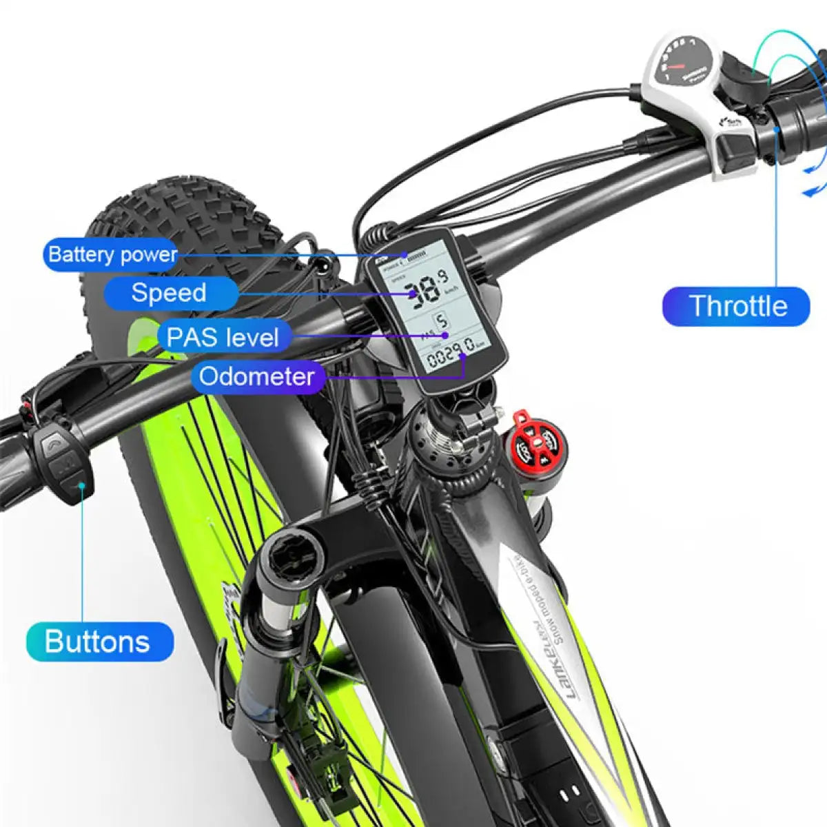 LANKELEIS XC4000 Electric Mountain Bike Fat Bike with 48V Lithium Battery Aluminum Alloy Frame Rear Hub Motor