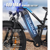 DOTMALL VARUN S26-1 Adult Electric Mountain Bike 250W Motor 48V 16Ah Battery 7-Gang for MTB Adventures