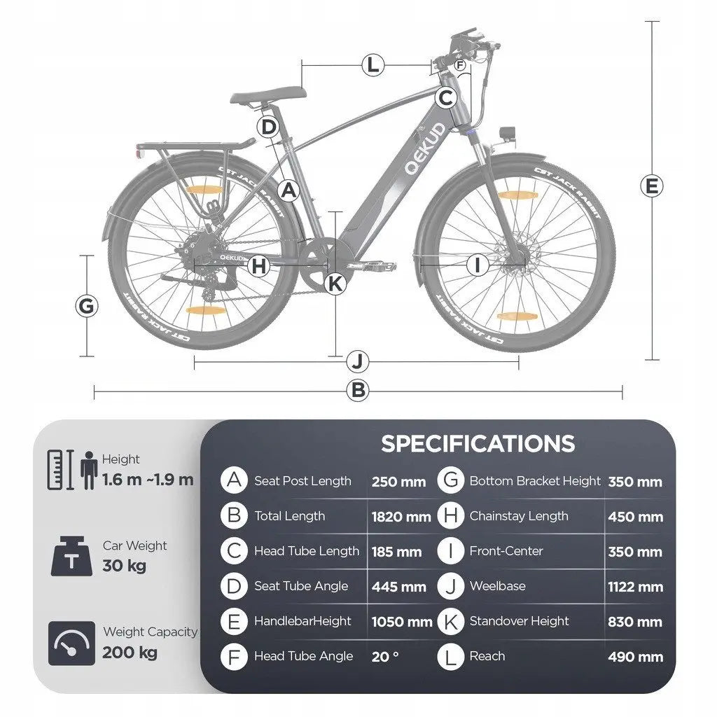 DOTMALL E-Bike Qekud 27.5 Zoll E-Cityrad mit 36V 12,5Ah Lithium-Akku 250W Motor