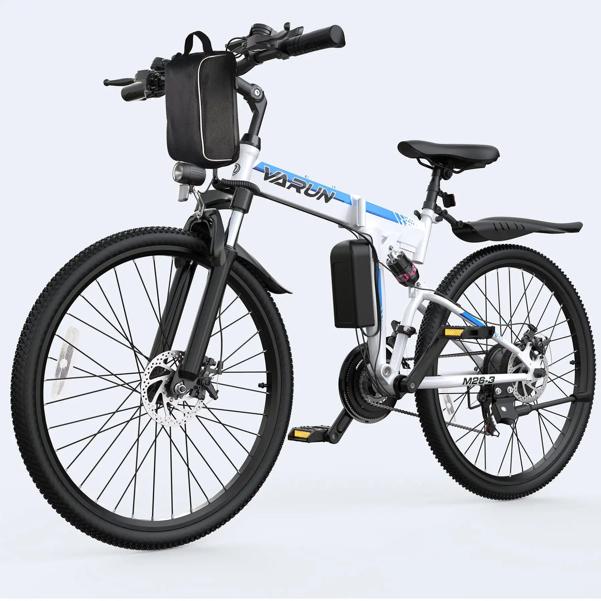 VARUN M26 Storm White Foldable Electric Mountain Bike Central 250W Bafang M620 48V/36V Options 60km Carbon for Off-Road Use