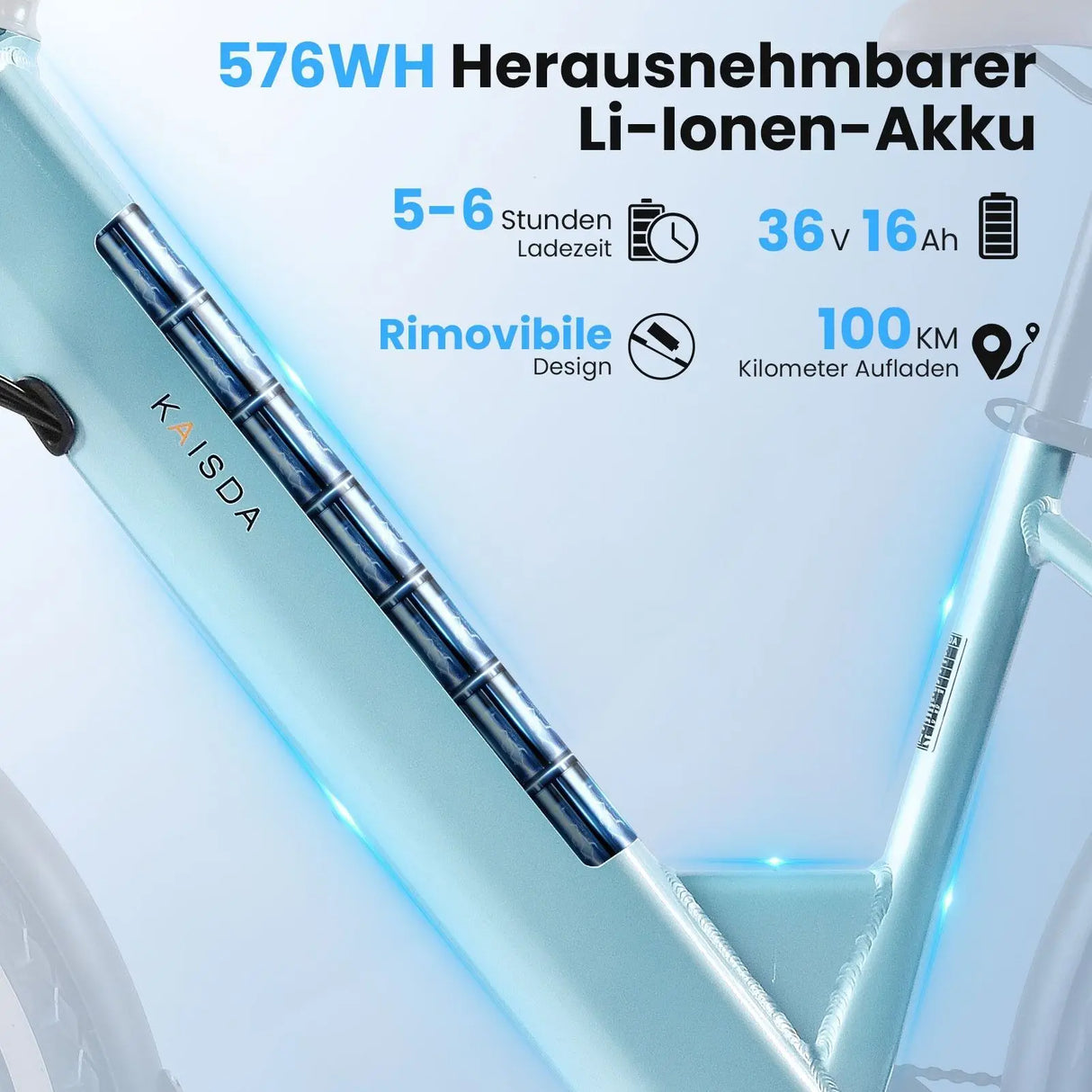 KAISDA K601 E-Bike , 36V/16Ah Elektrofahrrad klapprad E-Bike 26 * 2.5 Reifen