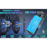Ridstar E26 Pro Dual Motor 2000W 48V 23AH Electric Mountain Bike with 1000W 48V 15.6AH High Performance E-Bike