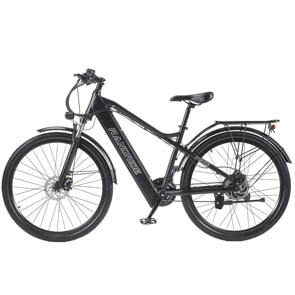 RANDRIDE YG70 Electric City Bike 27.5inch 48V 14Ah Front Suspension Rear Rack Central Motor 50km Range 15ah Battery Capacity