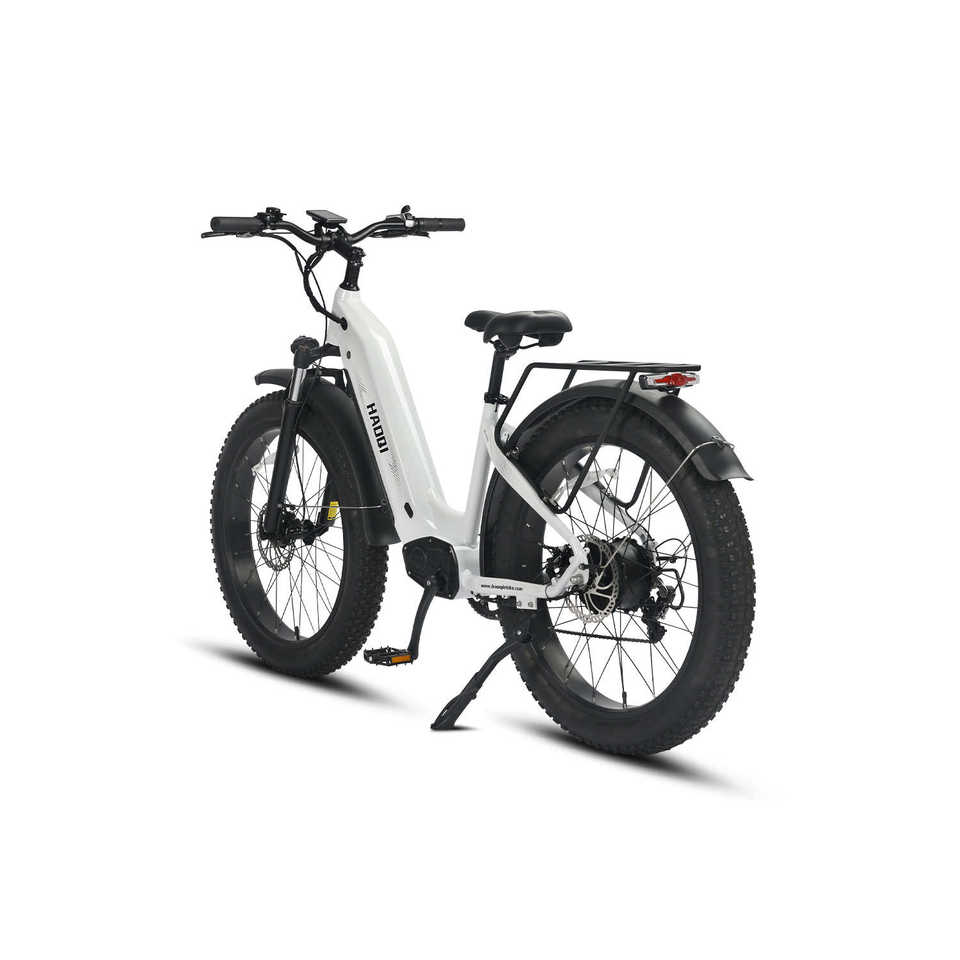 HAOQl All-Terrain White Eagle Electric City Bike Versatile E-Bike