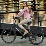 Varun C26 Electric Commuter Bike 250W Rear Hub Motor Integrated Lithium Battery 50KM Range Black-for City Commute