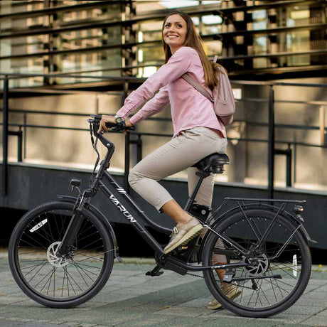 Varun C26 Electric Commuter Bike 250W Rear Hub Motor Integrated Lithium Battery 50KM Range Black-for City Commute