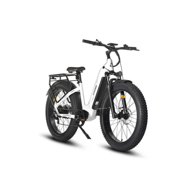 HAOQl All-Terrain White Eagle Electric City Bike Versatile E-Bike