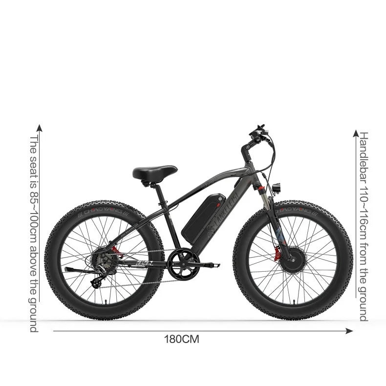 LANKELEIS MG740PLUS Dual-Engine Off-Road Electric Bike 48V Rear Hub Motor Disc Brake System Aluminum Alloy Frame Tube Battery