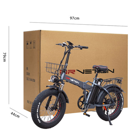 DrVetion At20 Black-Gray Electric Fat Bike 48V 750W up to 45km/h with 10AH/15AH/20AH Motor Options