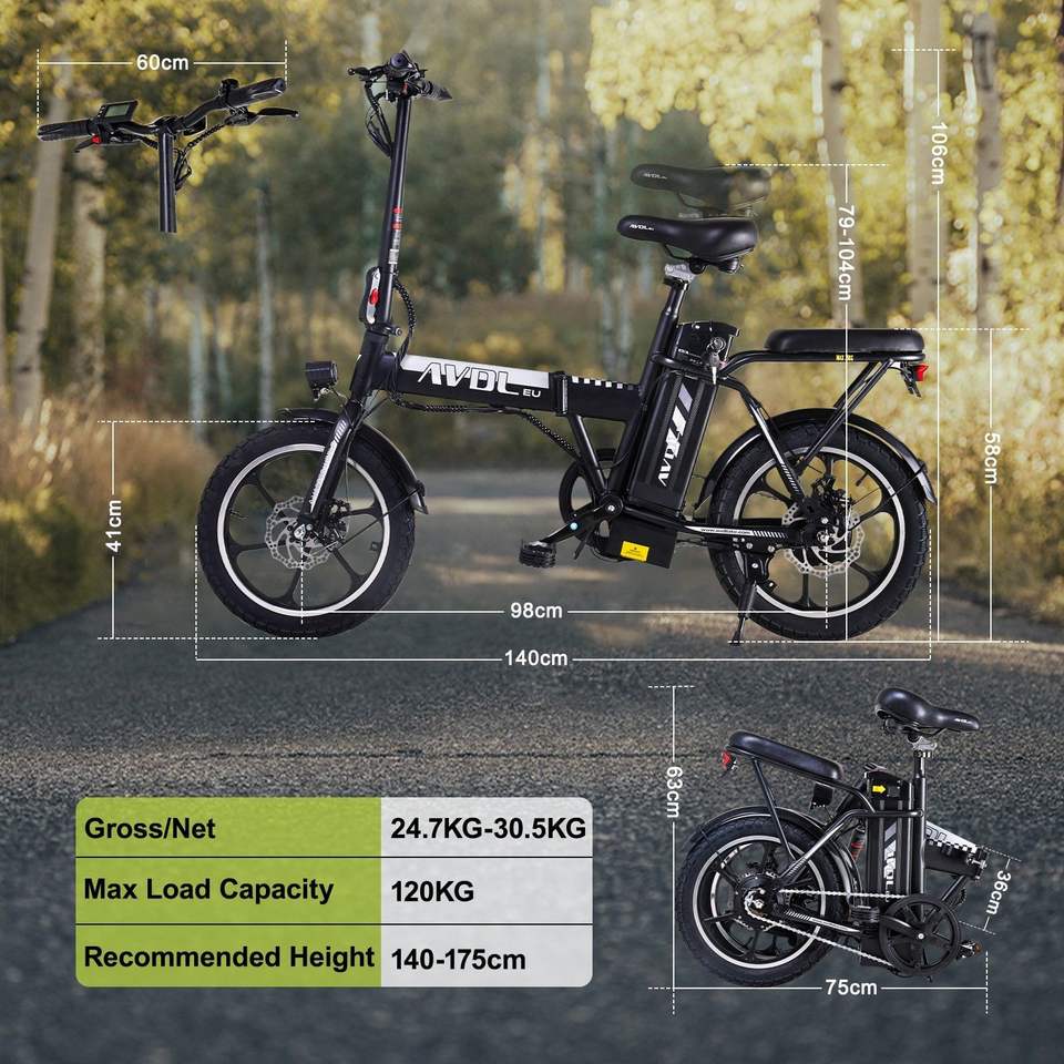 "250W Foldable Electric Bike #16 Speed #36V #11.4Ah #40-70km Range"