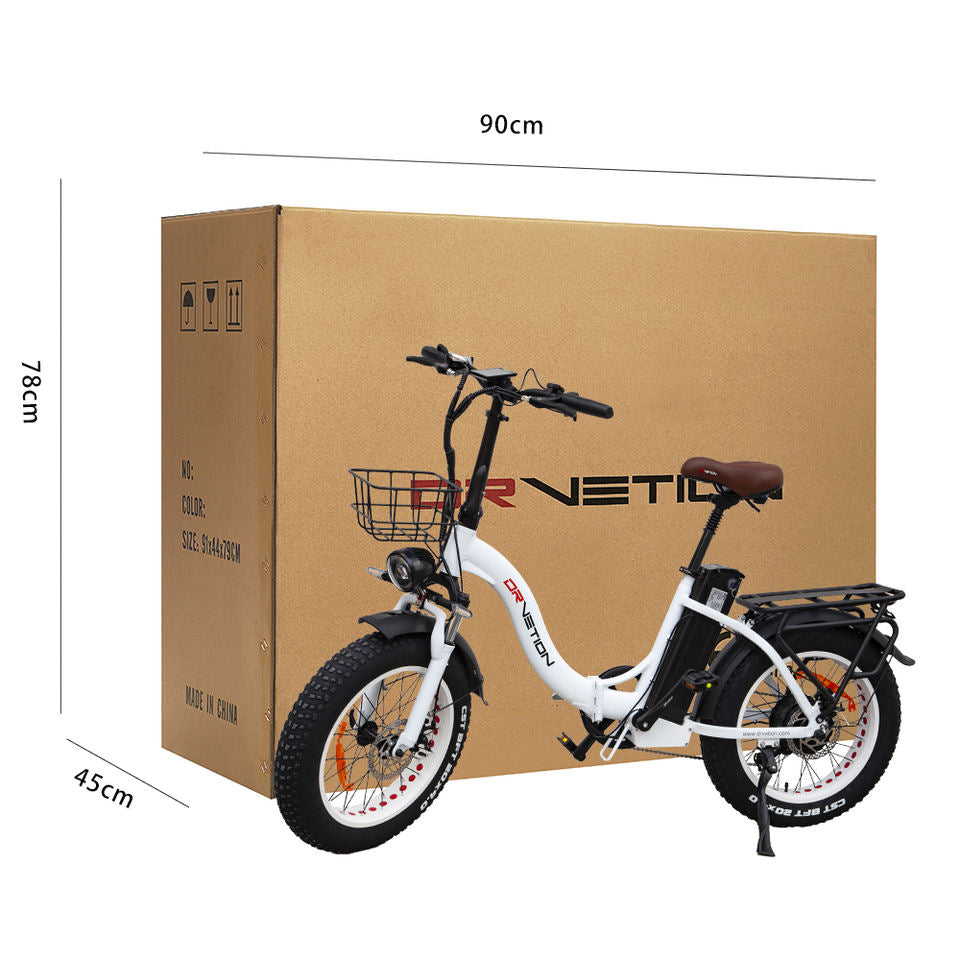 DrVetion CT20 Electric Fat Bike 48V 750W up to 45km/h 250W Rear Hub Motor Aluminum Frame 60km Range