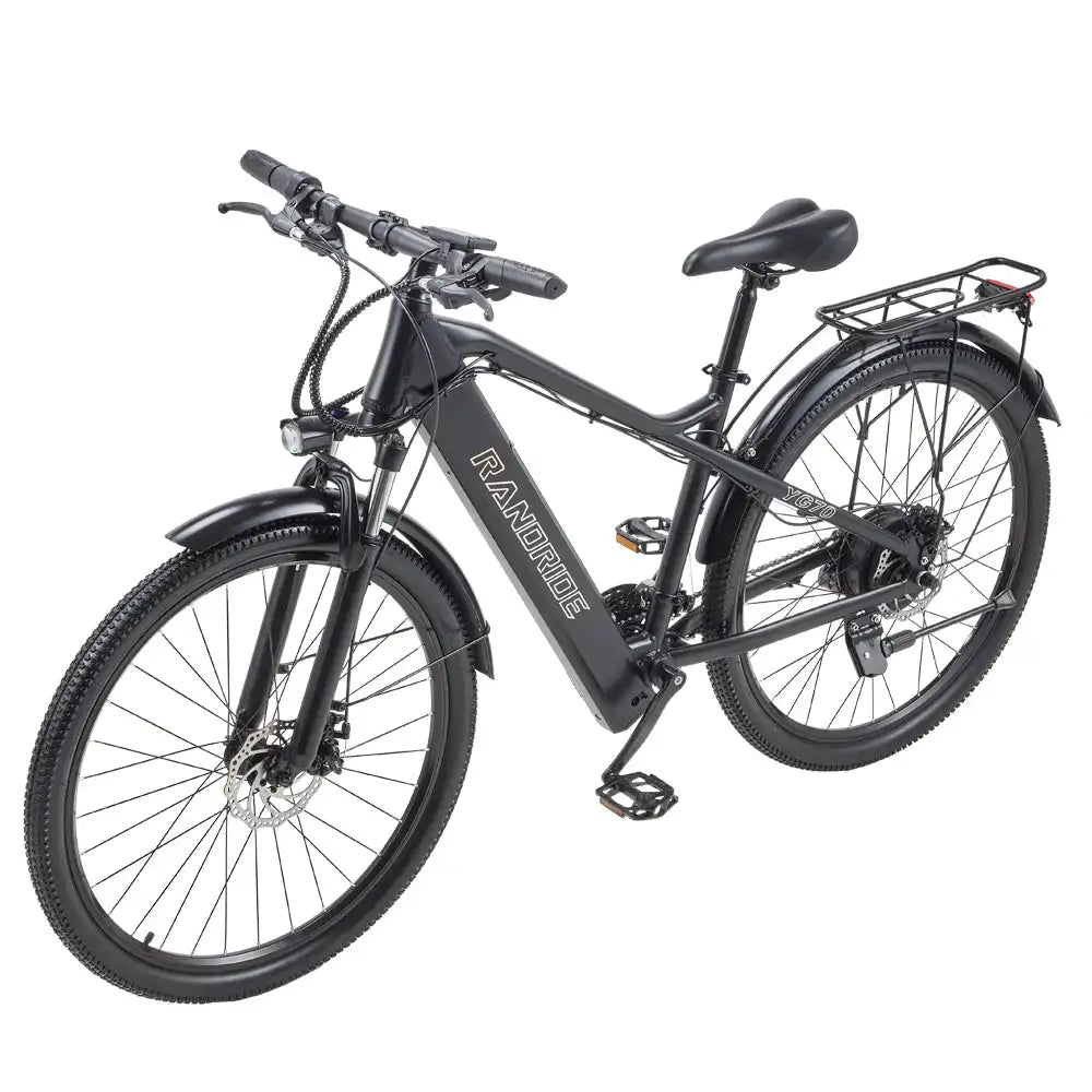 RANDRIDE YG70 Electric City Bike 27.5inch 48V 14Ah Front Suspension Rear Rack Central Motor 50km Range 15ah Battery Capacity