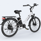 VARUN C26 White 500W 7-Speed Steel Carbon Electric Commuter Bike with 50-55km Range for City Use