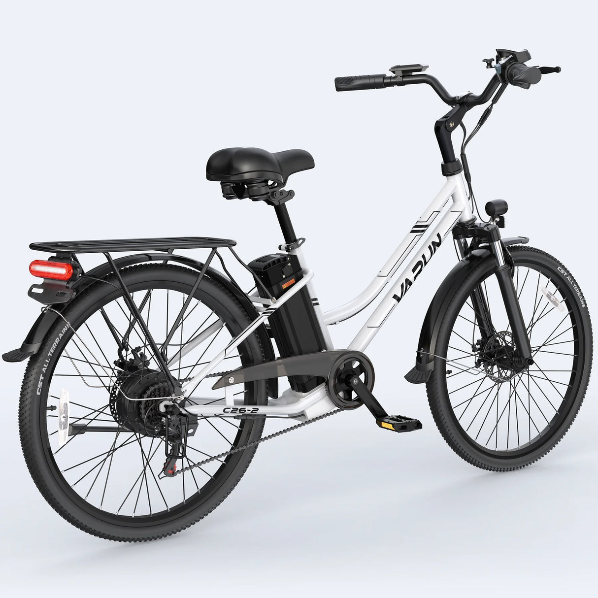 VARUN C26 Electric Commuter Bike White Color for City Use