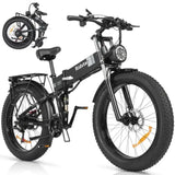 RIDSTAR H26 Pro 26 Fat Tire Electric Foldable Bike with 1000W Motor and 48V 23Ah Lithium Battery Power Supply