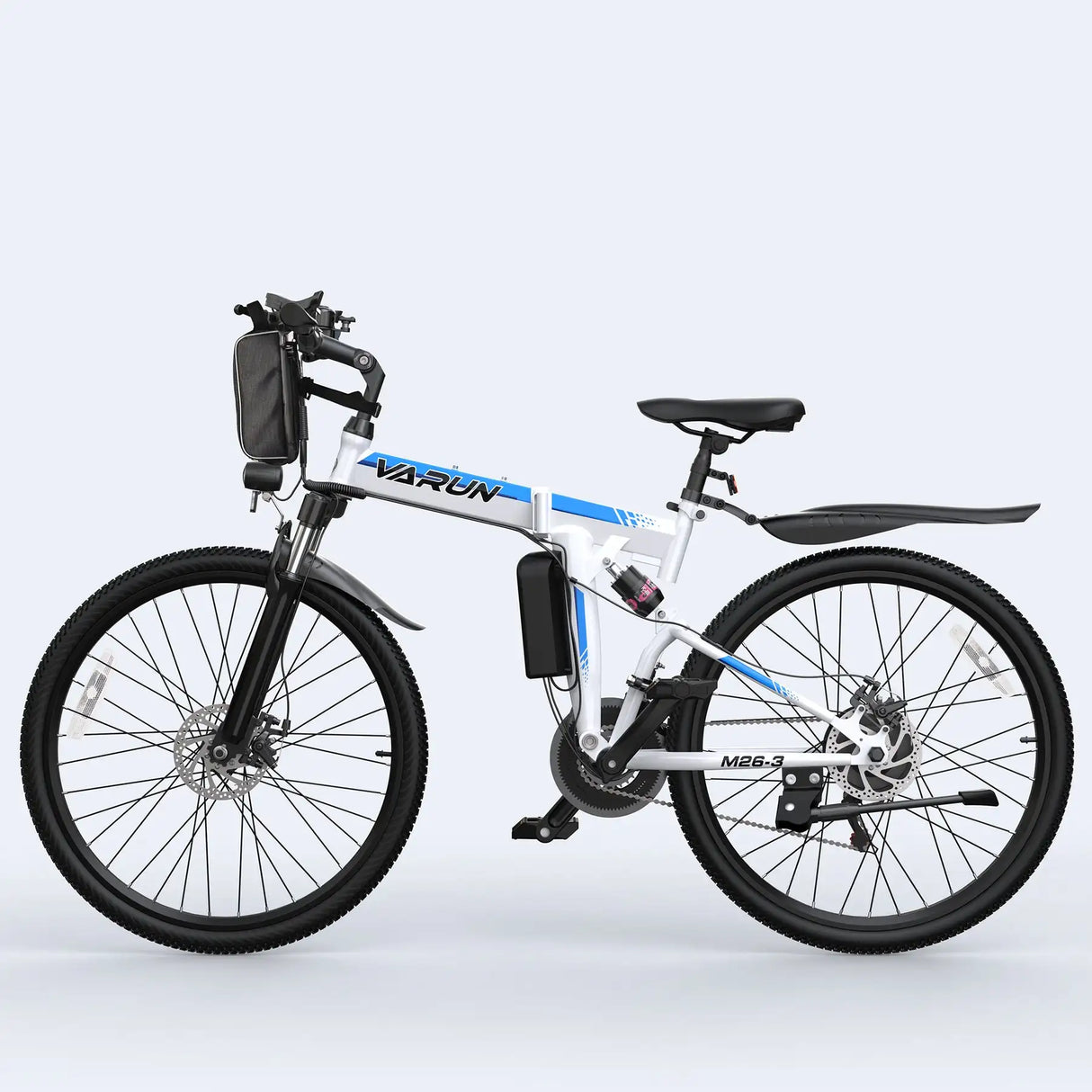 VARUN M26 Storm White Foldable Electric Mountain Bike Central 250W Bafang M620 48V/36V Options 60km Carbon for Off-Road Use