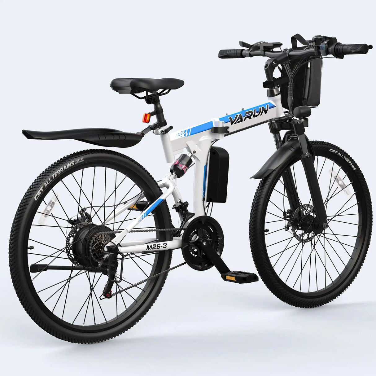 VARUN M26 Storm White Foldable Electric Mountain Bike Central 250W Bafang M620 48V/36V Options 60km Carbon for Off-Road Use
