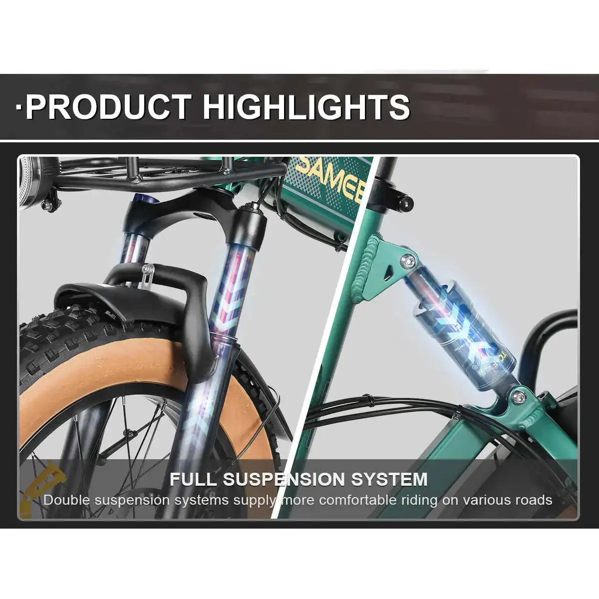 XWLX09-II 1000W Fat Tire Mountain E-Bike with 48v 15ah Battery Dual Suspension
