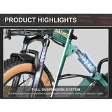 XWLX09-II 1000W Fat Tire Mountain E-Bike with 48v 15ah Battery Dual Suspension