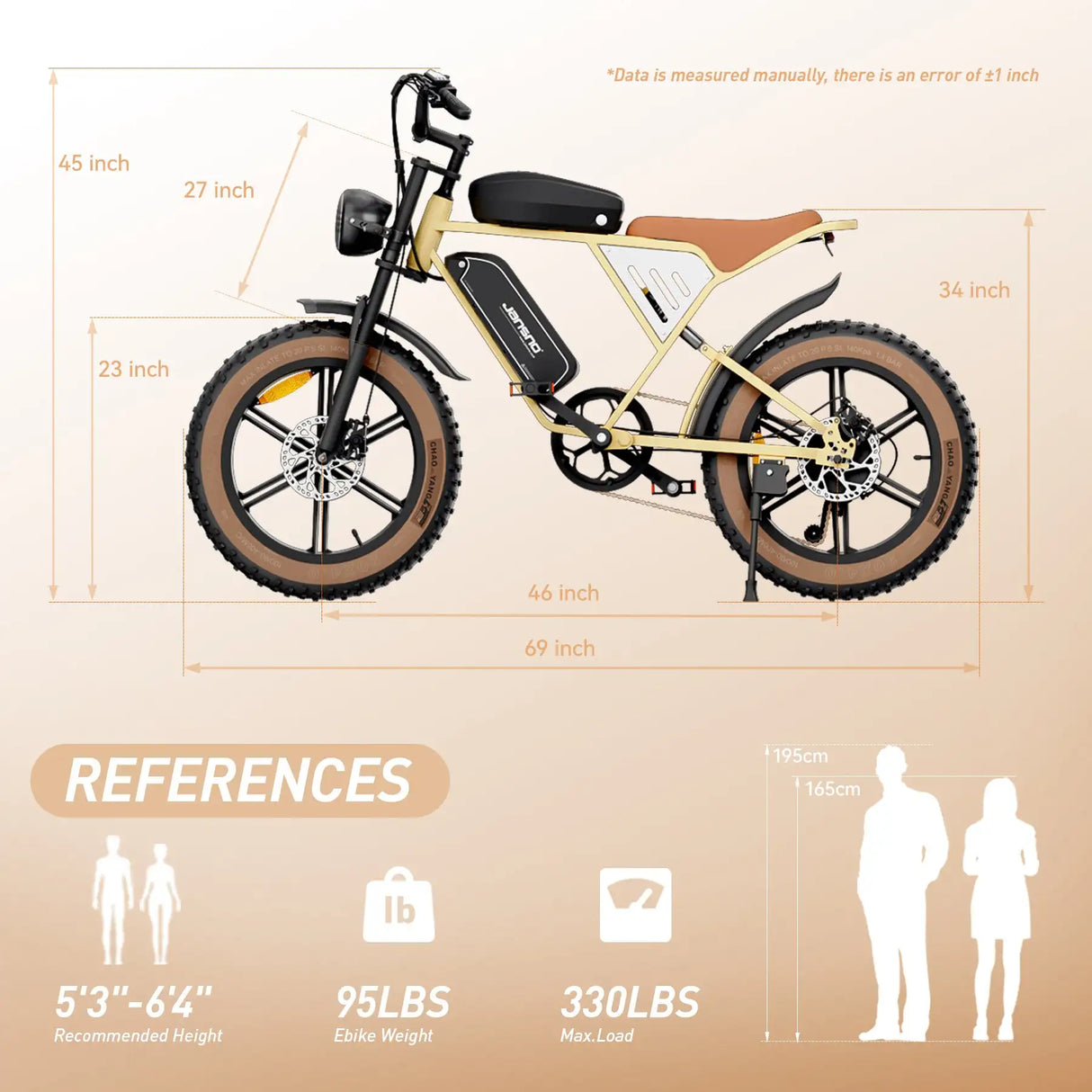 JANSNO X70 Off Road Electric Bike for Adults, 48V 34Ah Dual Battery, 750W Powerful Motor