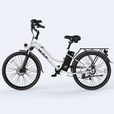 VARUN C26 White 500W 7-Speed Steel Carbon Electric Commuter Bike with 50-55km Range for City Use