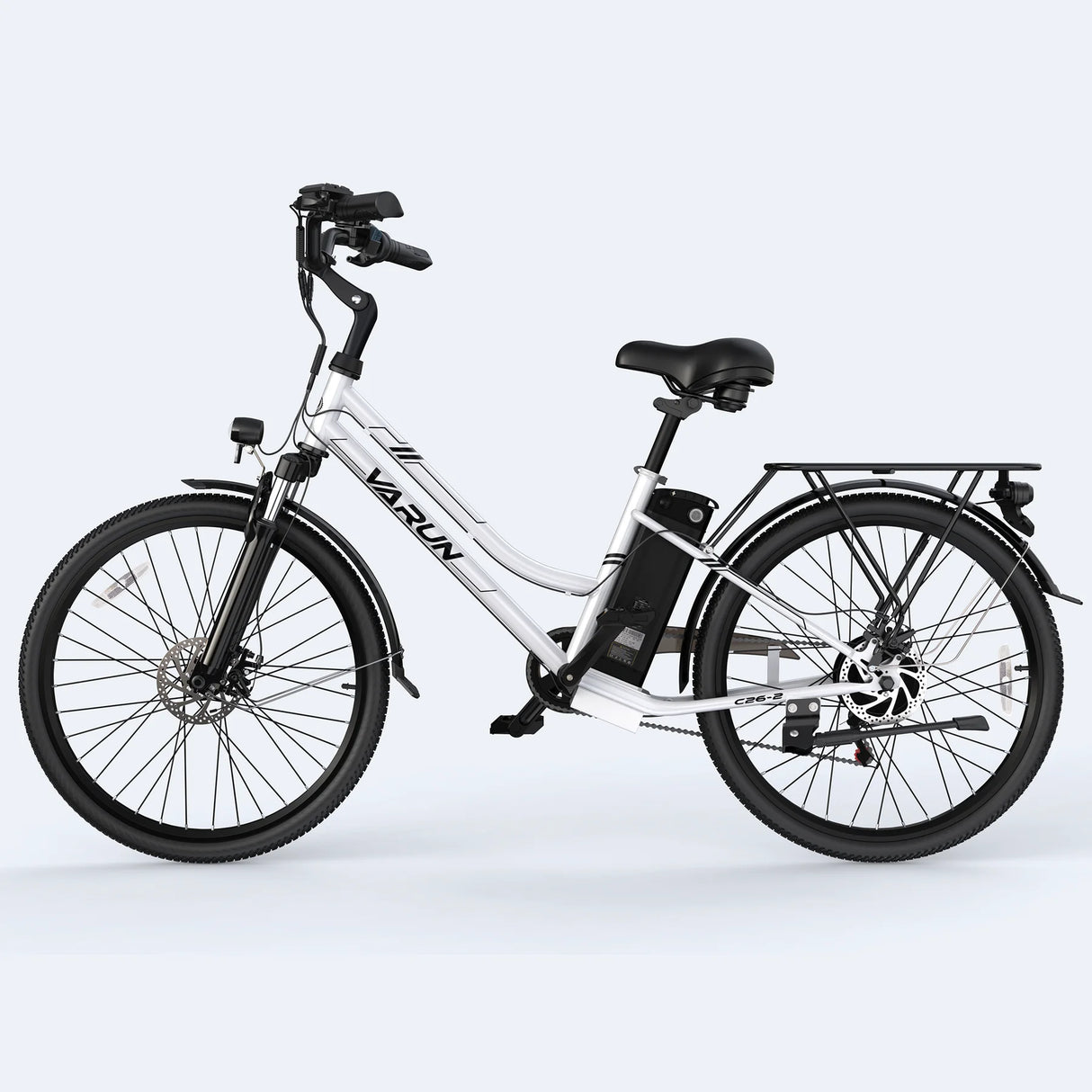 VARUN C26 Electric Commuter Bike White Color for City Use