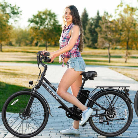 Varun C26 Electric Commuter Bike 250W Rear Hub Motor Integrated Lithium Battery 50KM Range Black-for City Commute
