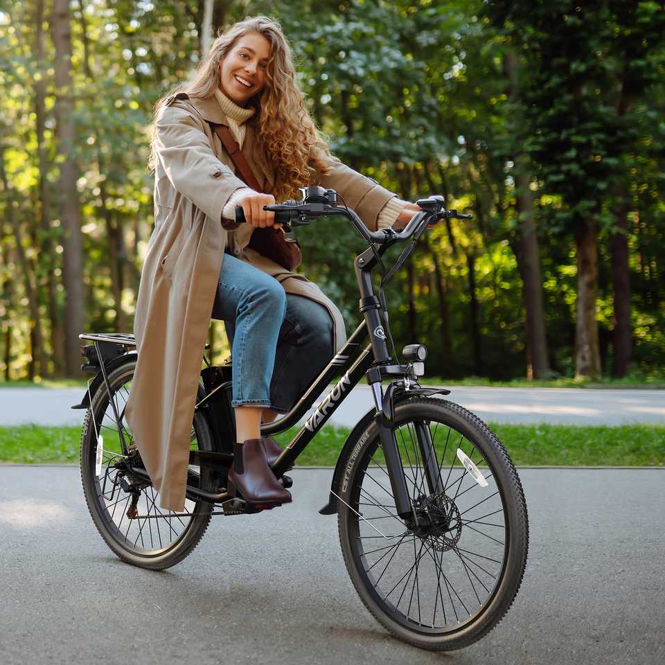 Varun C26 Electric Commuter Bike 250W Rear Hub Motor Integrated Lithium Battery 50KM Range Black-for City Commute