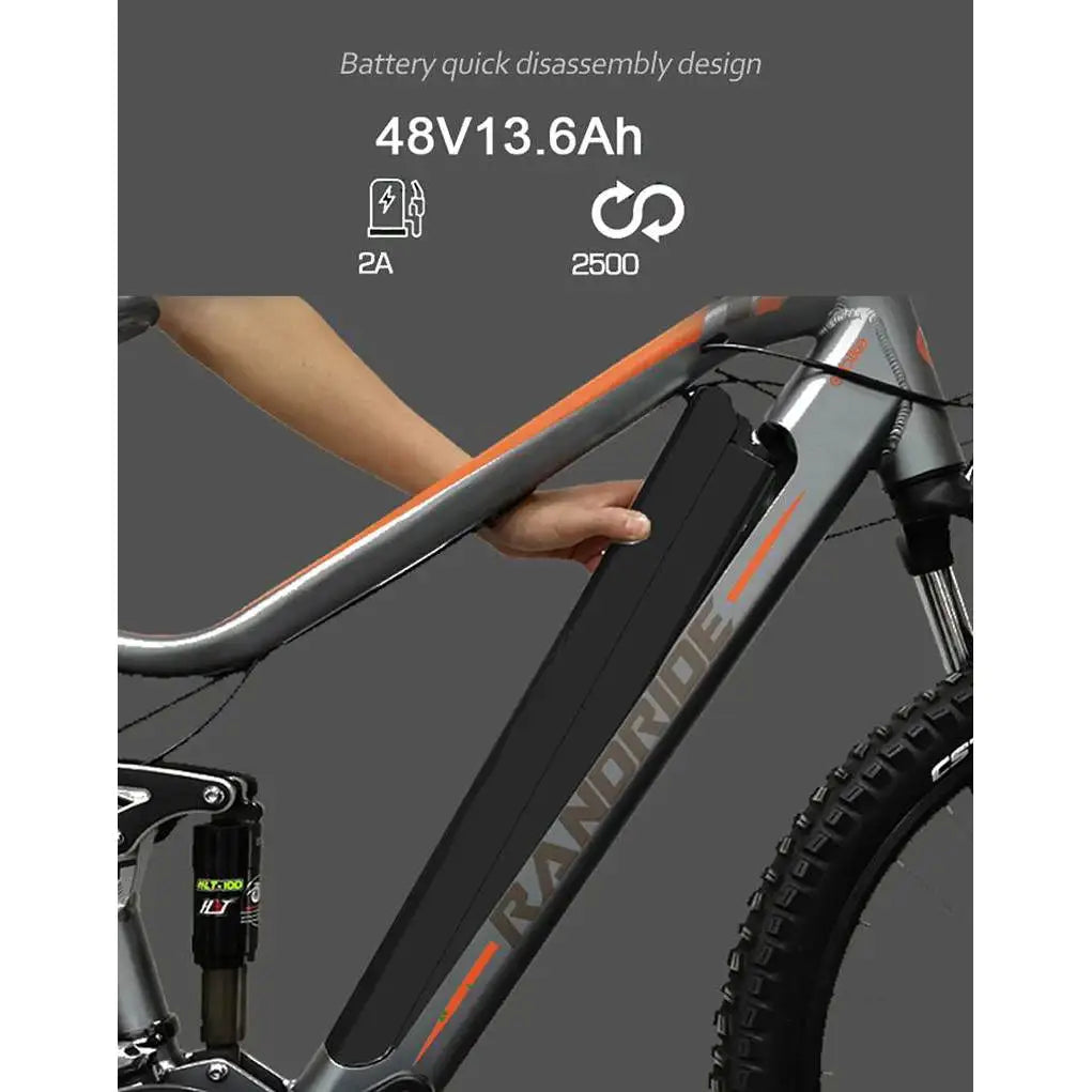 RANDRIDE YS90 Electric Mountain Bike 13.6A Battery with 500W/1000W Motor Full Suspension Aluminum Alloy Frame Max Speed 50KM/h