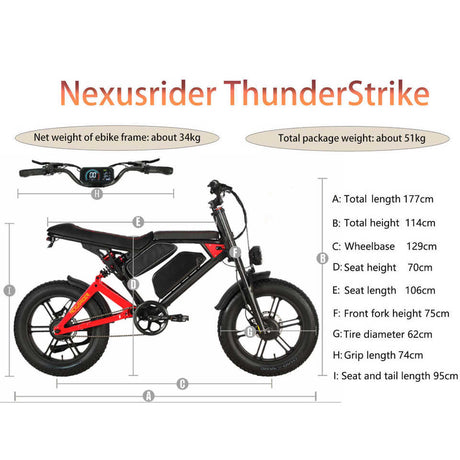 Nexusrider ThunderStrike Dual Motor Super Power Ebike Black Red 2000W 48V 22.4Ah