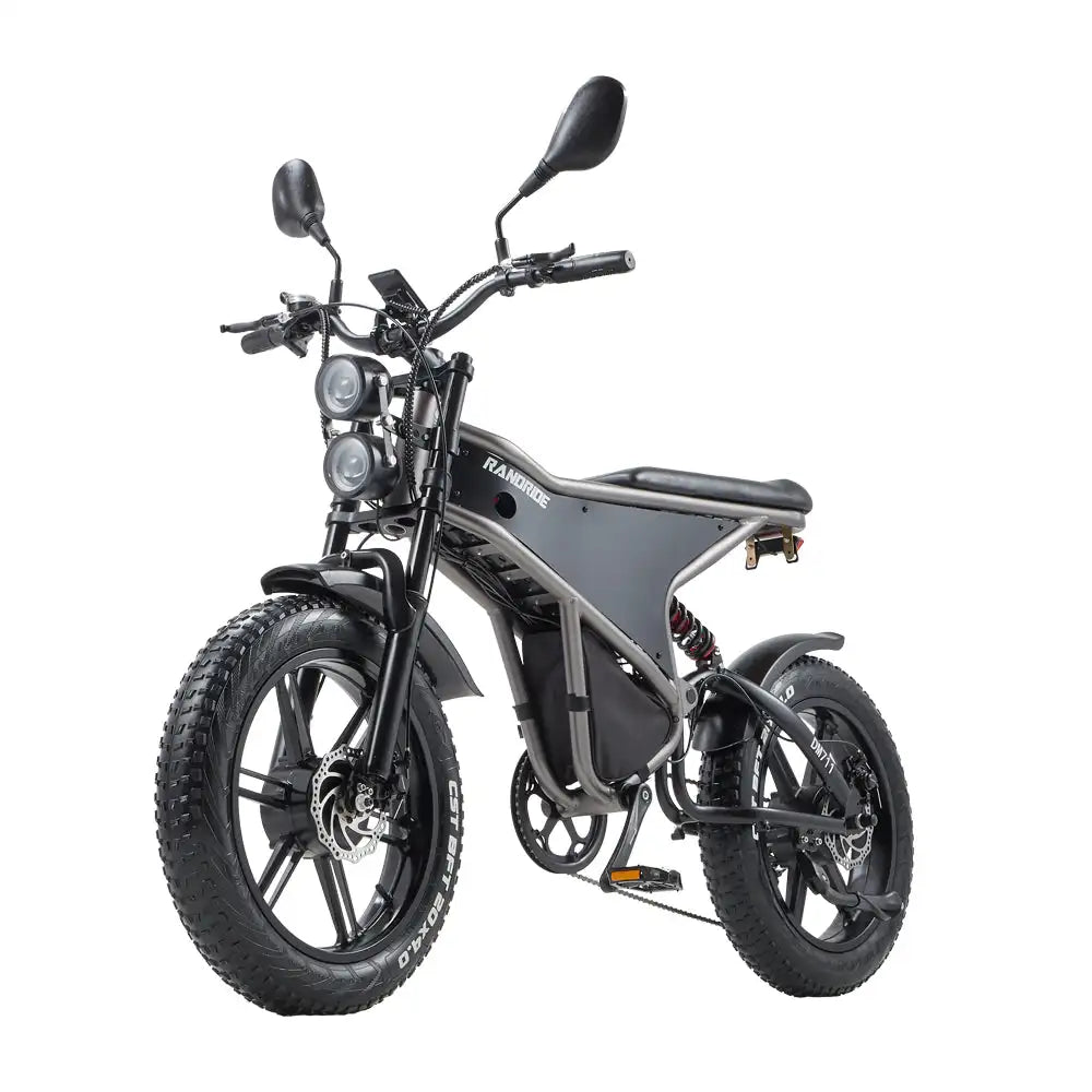 RANDRIDE DM711 20\" Electric Mountain Bike with 2000W 20Ah Dual Motors 60km Range 48v Lithium Battery 20\" Rear View Mirrors