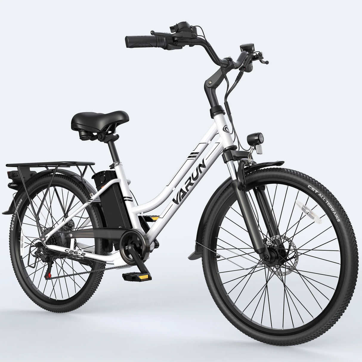 VARUN C26 Electric Commuter Bike White Color for City Use