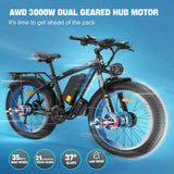 （UK Stock）PHILODO H8 Electric Bike for Adults, 48V 26Ah Fat Tire Ebike Dual Motor AWD 2000W 35MPH Electric Bicycles 21-Speed wit