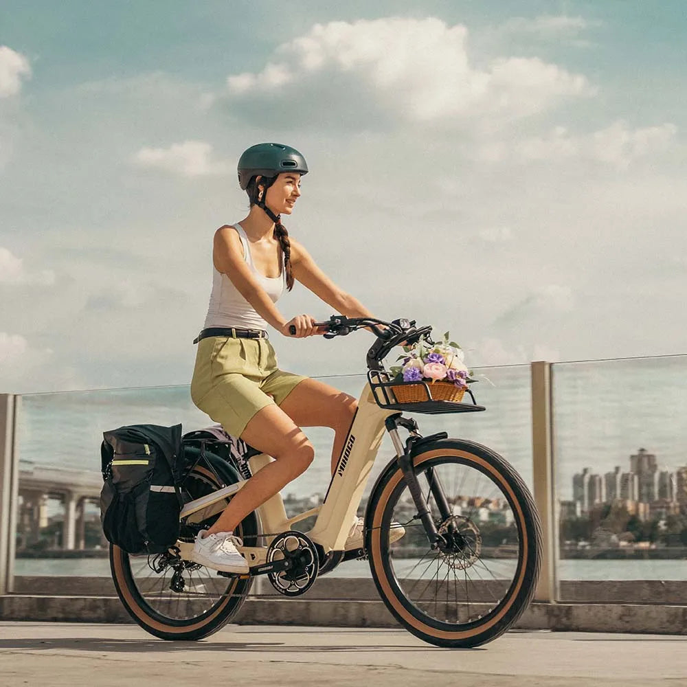 Air750 Max Double Battery Electric city bike 48V 9.6AH *2 Max Speed 25mph Gray Yellow Color Options