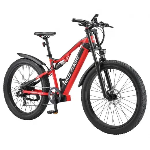Halo Knight H03 Electric Bike, 1000W Motor, 48V 19.2Ah Battery, 27.5*3.0-inch Tire, 50km/h Max Speed - Red